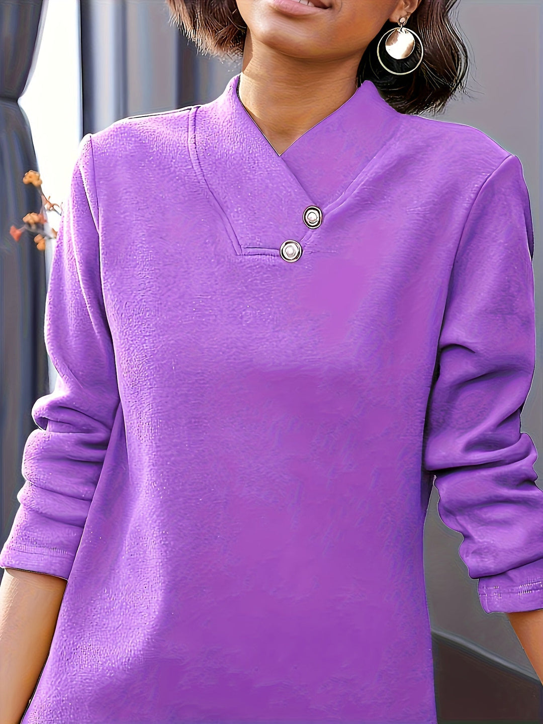 Bonya - Camiseta Informal De Manga Larga Con Cuello en V