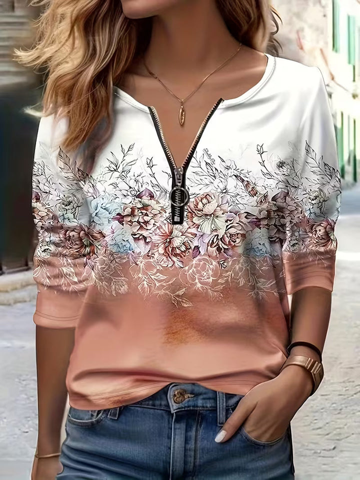 Tishna - Top Con Elegante Estampado Floral Gráfico