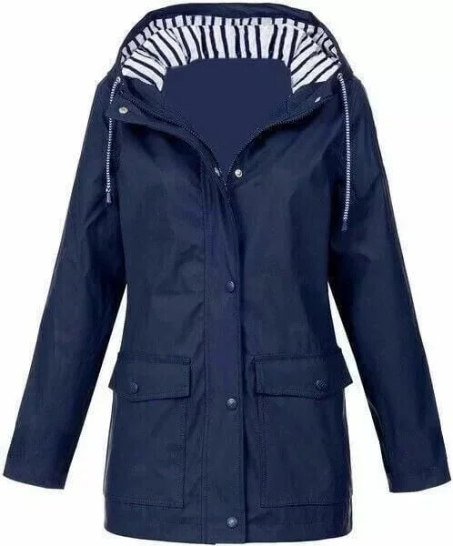 Ilektra - Elegante Manga Larga Impermeable Capuchado Chaqueta