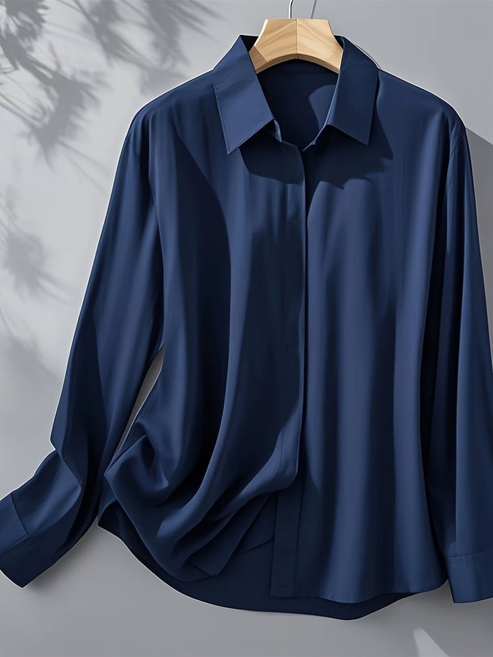 Elenochka - Elegante Camisa Abotonada De Manga Larga