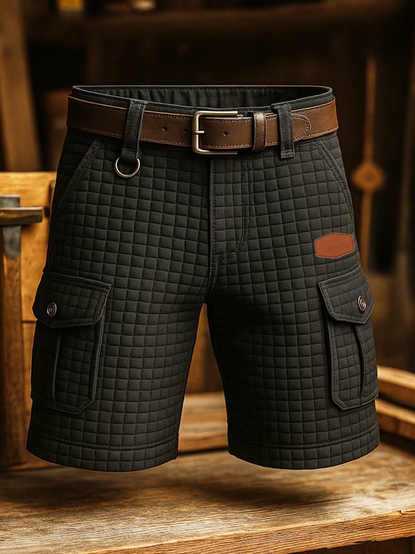 Pantalones Cortos Funcionales De Punto Vintage Para Hombre Con Corte Cuadrado
