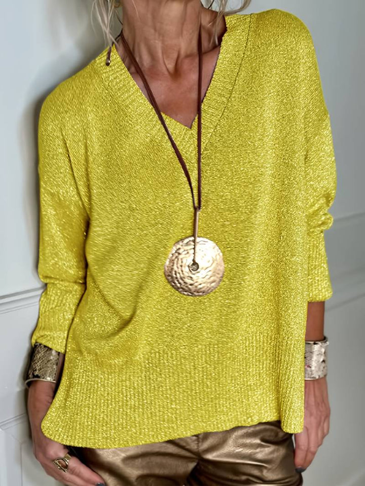 Migle - Jersey de Manga Larga Con Cuello En V