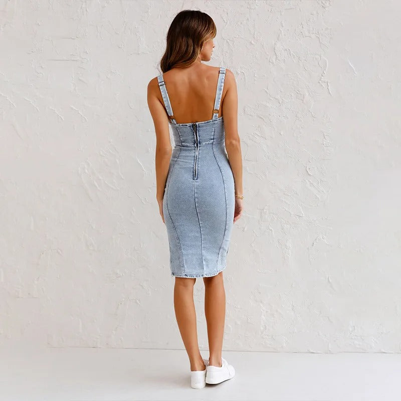 Janae - Vestido Vaquero con Tirantes Ajustables