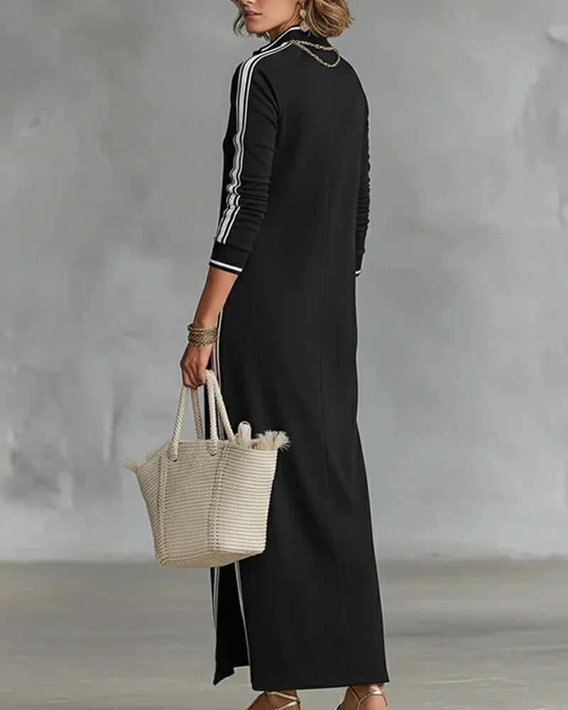 Sirilak - Vestido Con Cuello en V Y Botones en Contraste