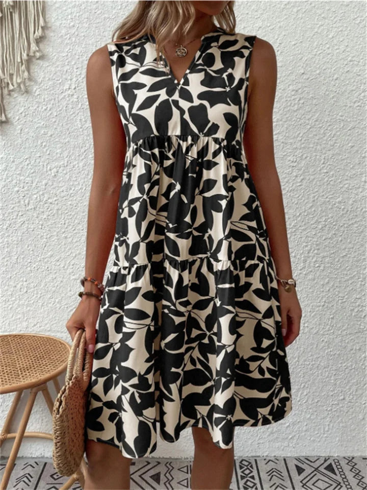 Angélica - Elegante Vestido De Verano Con Estampado De Hojas