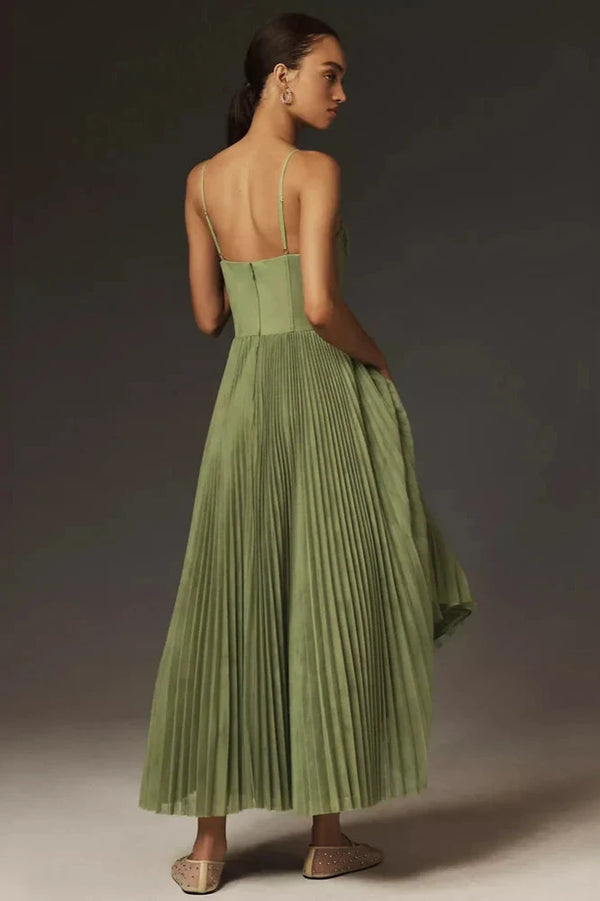 Nahia - Vestido Largo Plisado Con Corpiño