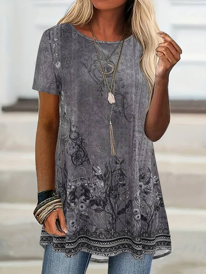 Abhishani - Camiseta Holgada Con Estampado Floral