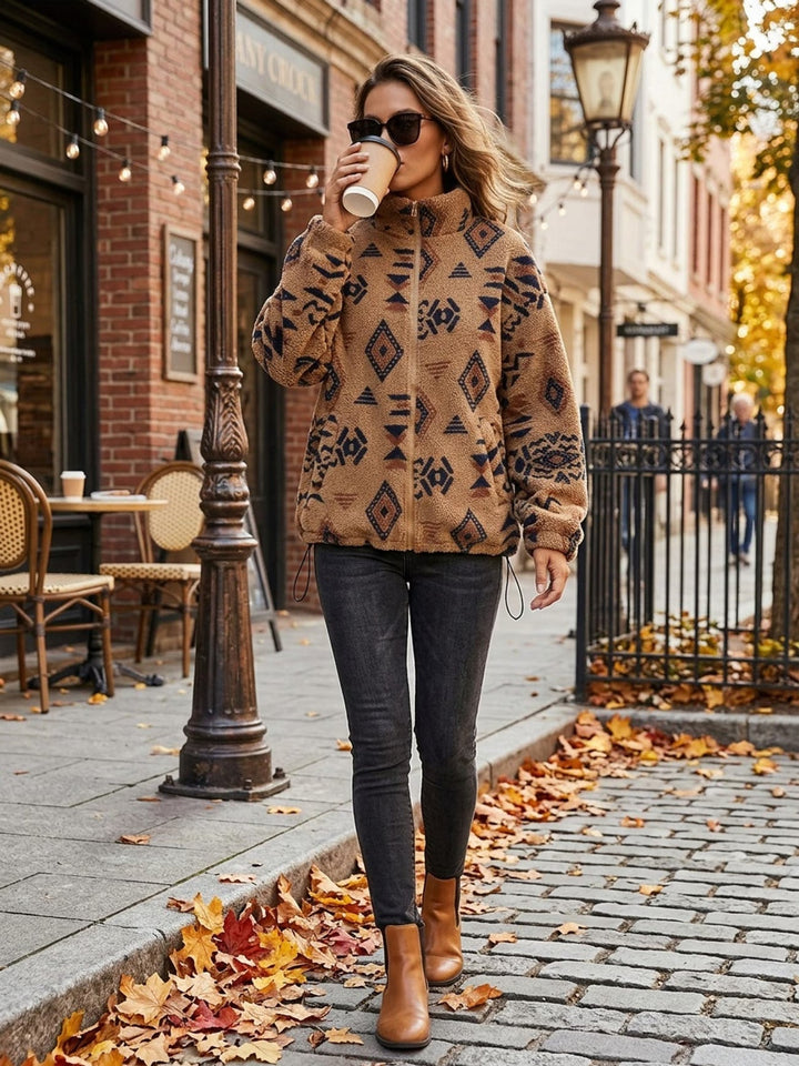Esra - Chaqueta De Manga Larga Con Estampado Geométrico