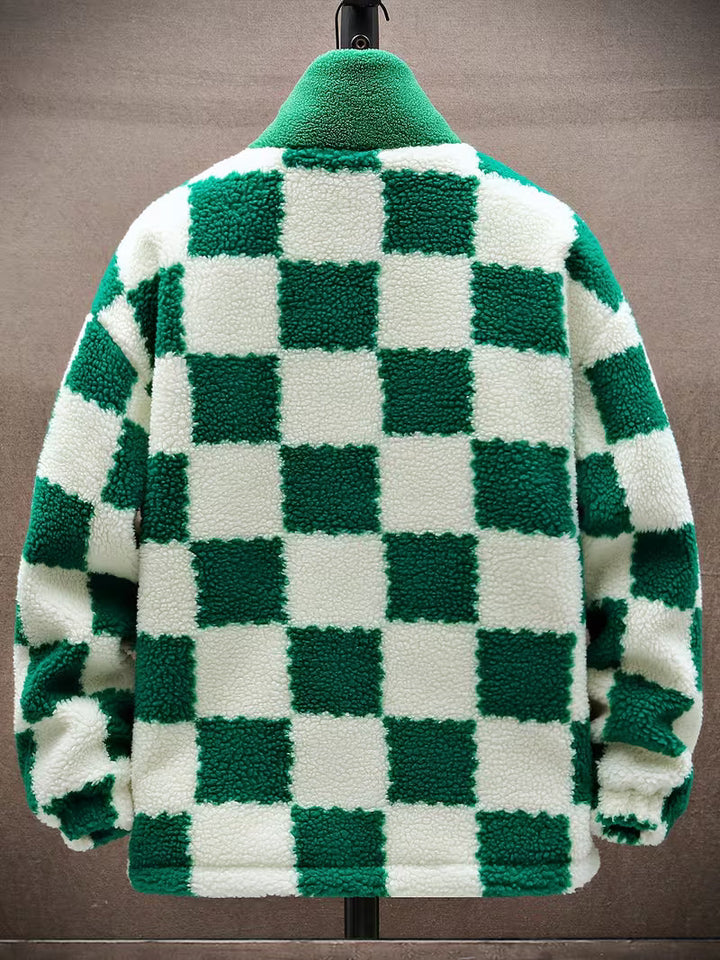 Melany - Chaqueta de Forro Polar a Cuadros Con Capucha y Cremallera