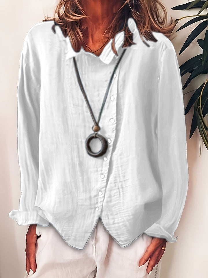 Ristia - Blusa Informal De Manga Larga Con Botones