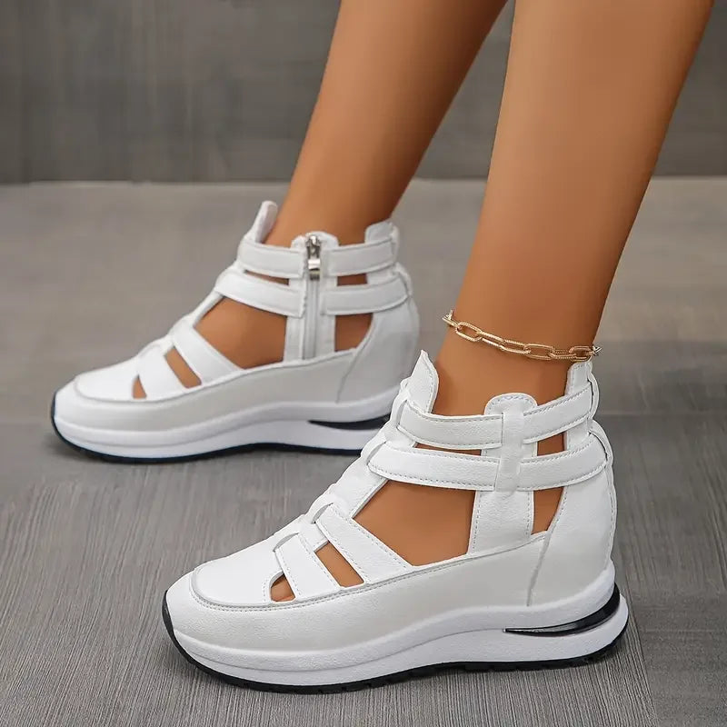 Souad - Sandalias De Cuña Elegantes Ligeras Con Cremallera Lateral