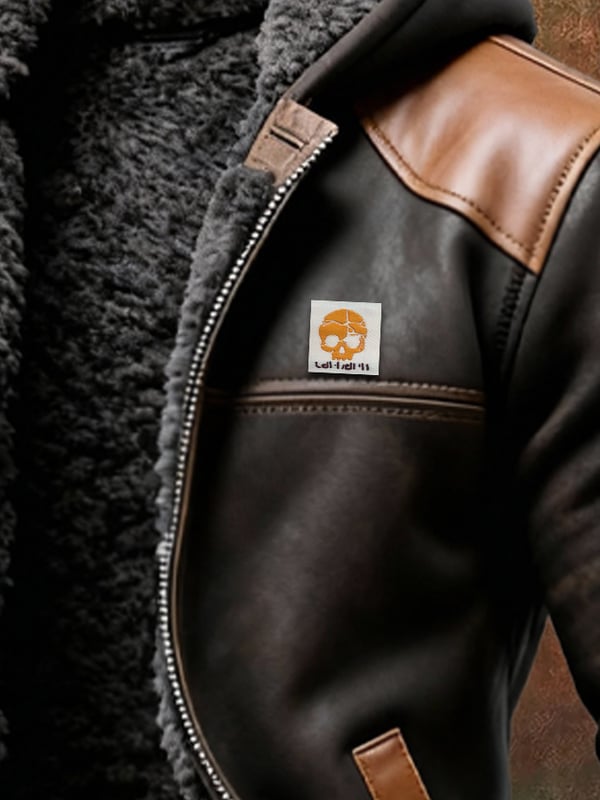 Pessina - Elegante Chaqueta Con Capucha De Cuero y Manga Larga