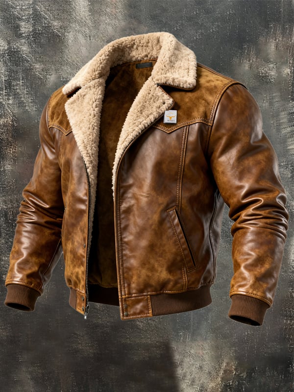 Alessandro - Chaqueta Informal De Cuero Con Manga Larga