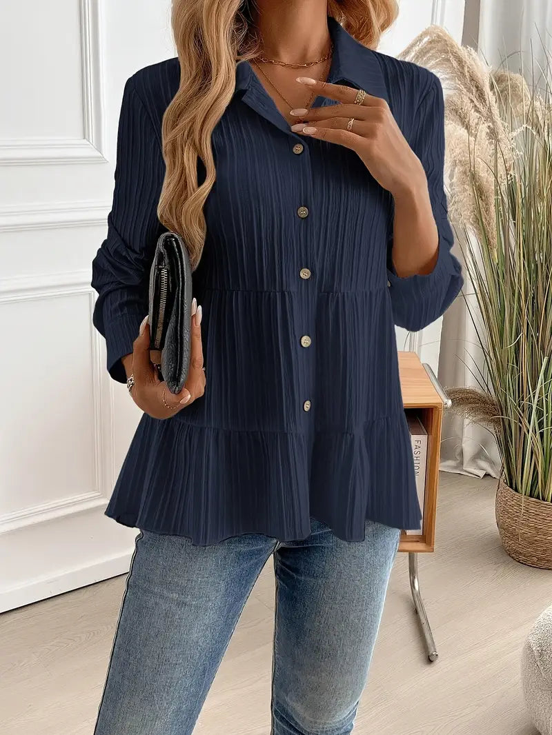Majlinda - Elegante Camisa De Manga Larga Con Botones