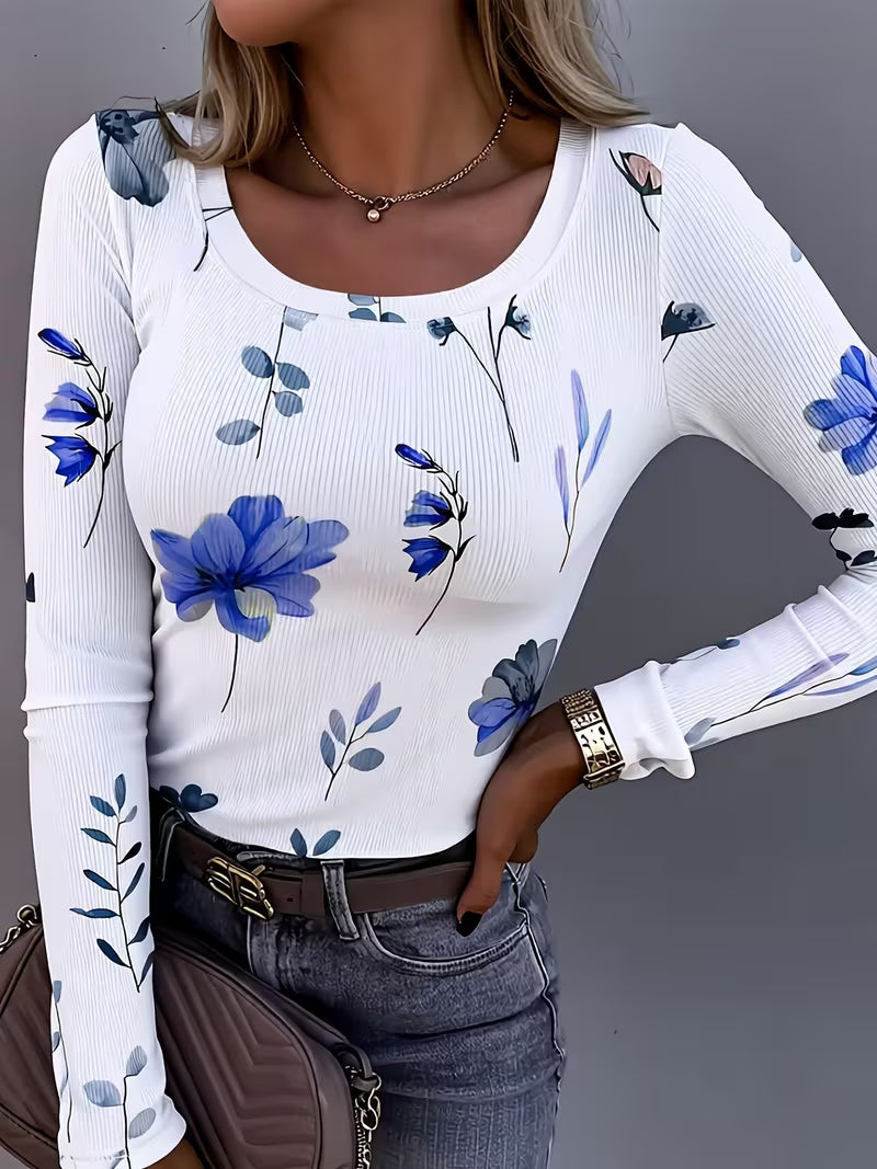Rabiye - Top Con Estampado Floral Y Cuello Cuadrado