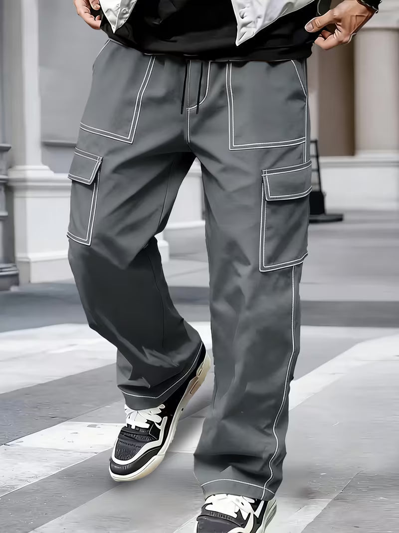 Jamein - Pantalones Cargo Con Costuras en Contraste