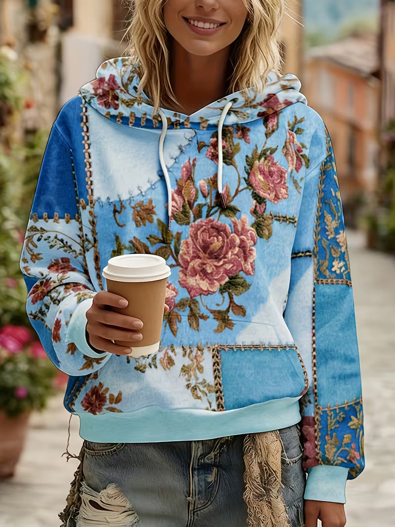 Norella - Sudadera Con Capucha De Manga Larga Y Diseño Floral De Patchwork