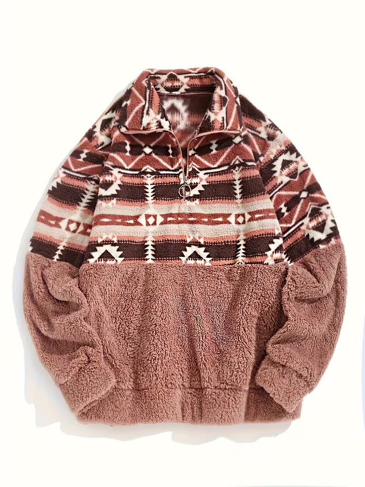 Limina - Sudadera De Felpa Con Estampado Geométrico Y Media Cremallera