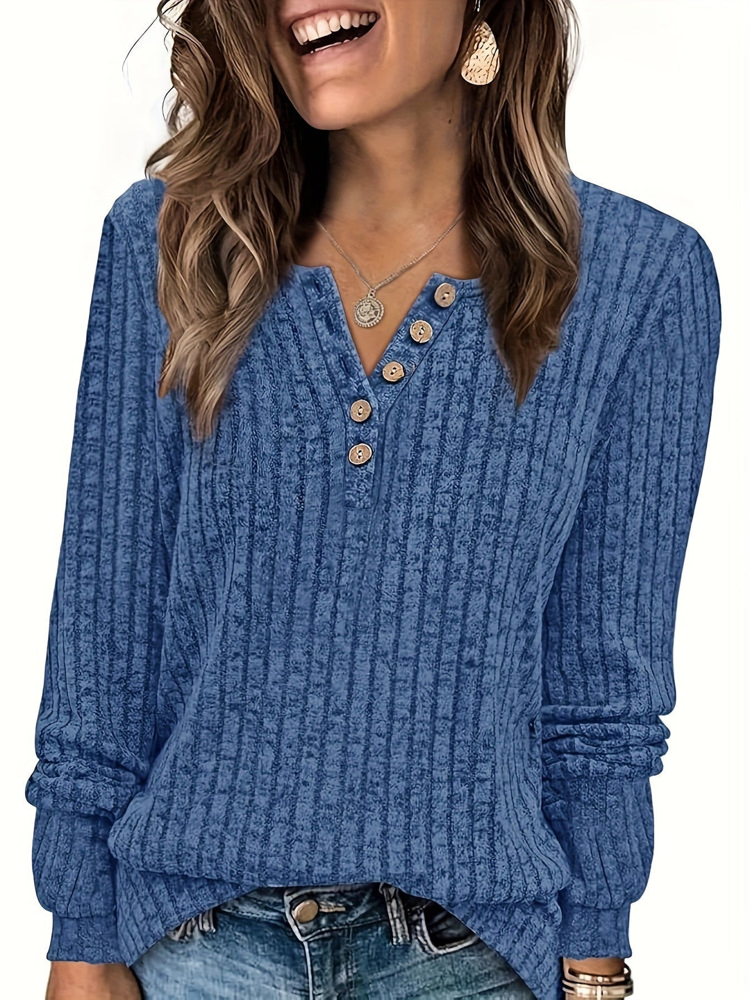 Keeler - Camiseta Henley De Manga Larga De Punto Acanalado Y Con Botones