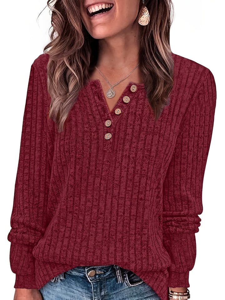 Keeler - Camiseta Henley De Manga Larga De Punto Acanalado Y Con Botones