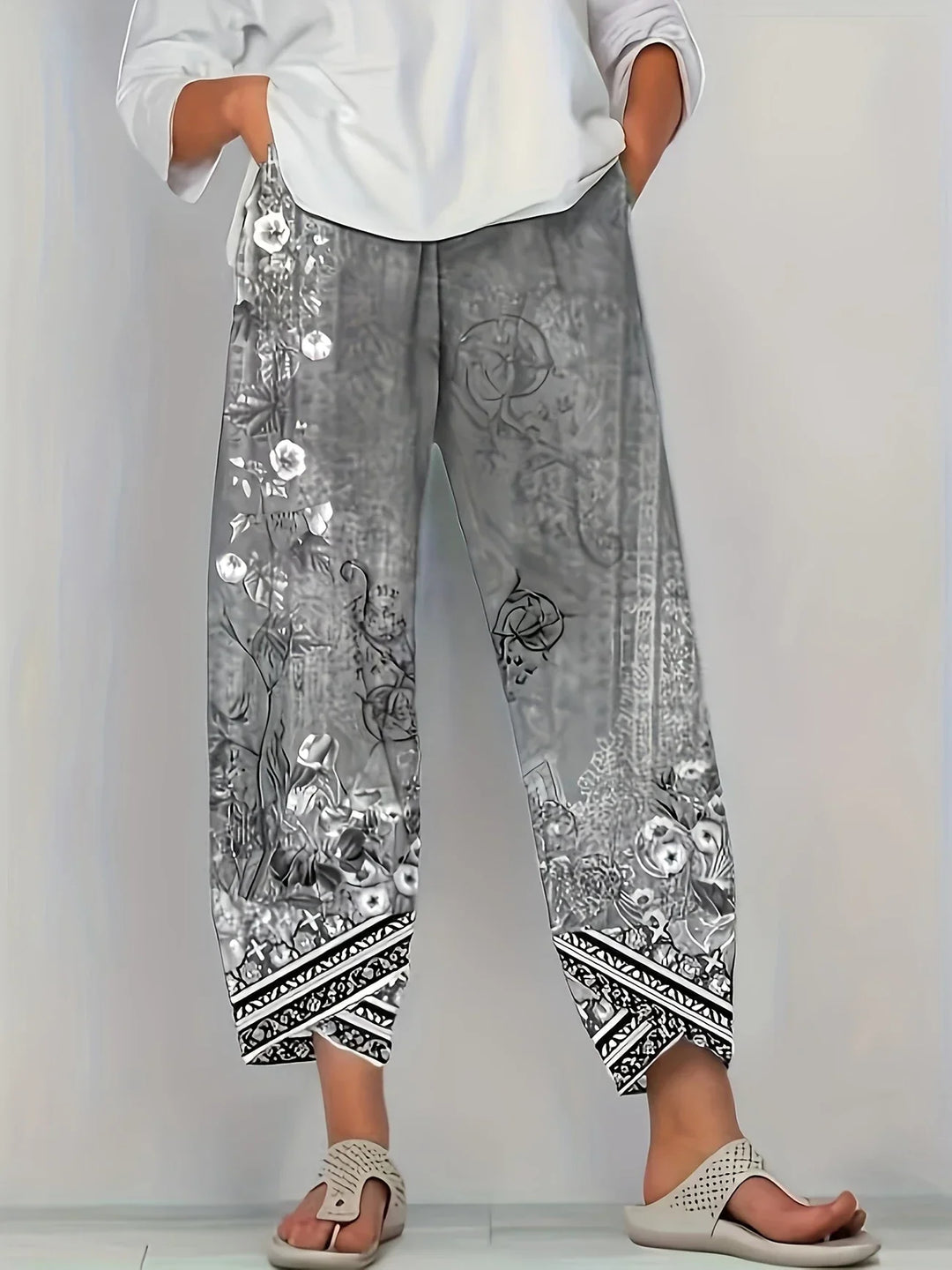 Kayden - Pantalón Capri Vintage De Flores