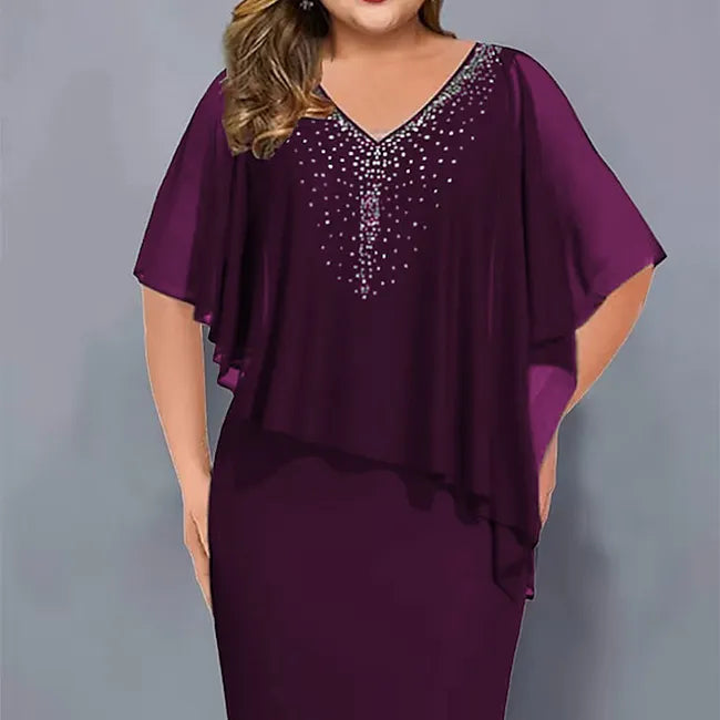 Amelie - Vestido De Gasa Con Escote en V Y Adornos De Strass