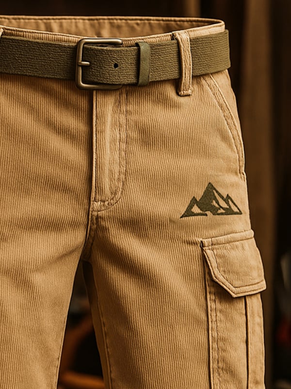Pantalones Cortos Multifuncionales De Trabajo Clásicos De Pana Retro Para Hombre