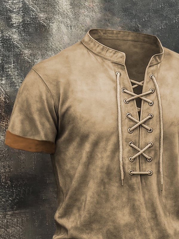 Camiseta Para Hombre Con Aspecto Desgastado y Cordón