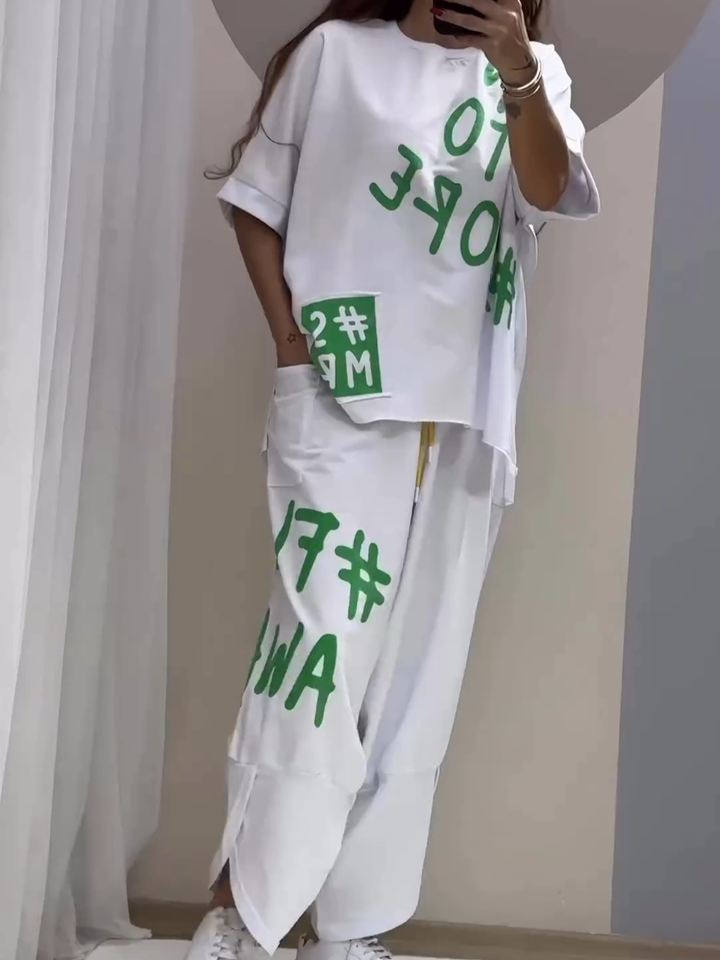 Lela - Conjunto Casual Estampado De Dos Piezas