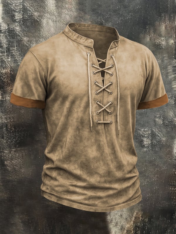 Camiseta Para Hombre Con Aspecto Desgastado y Cordón