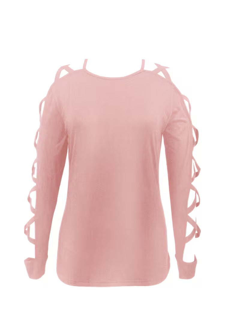 Yoonju - Camisa De Manga Larga Con Aberturas Y Mangas Entrecruzadas