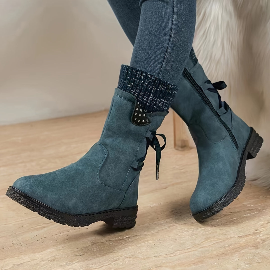 Willemjn - Botines Con Cordones y Puños de Punto
