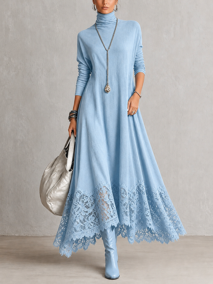 Albria - Vestido Largo de Manga Larga con Estilo Vintage
