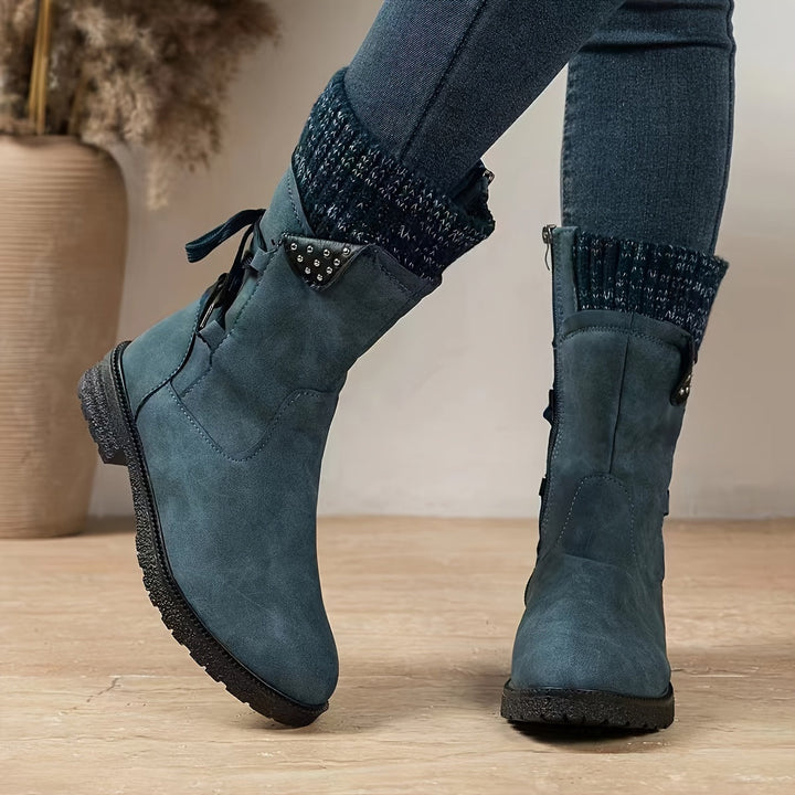 Willemjn - Botines Con Cordones y Puños de Punto
