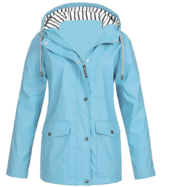 Ilektra - Elegante Manga Larga Impermeable Capuchado Chaqueta