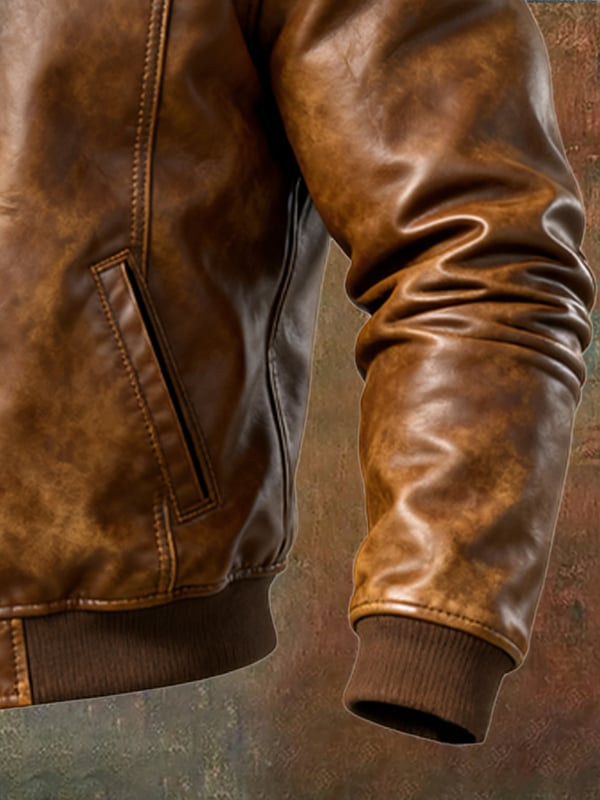 Alessandro - Chaqueta Informal De Cuero Con Manga Larga