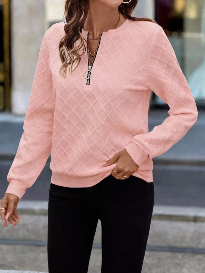 Juliet - Sudadera de Manga Larga Con Cuello de Cremallera y Textura