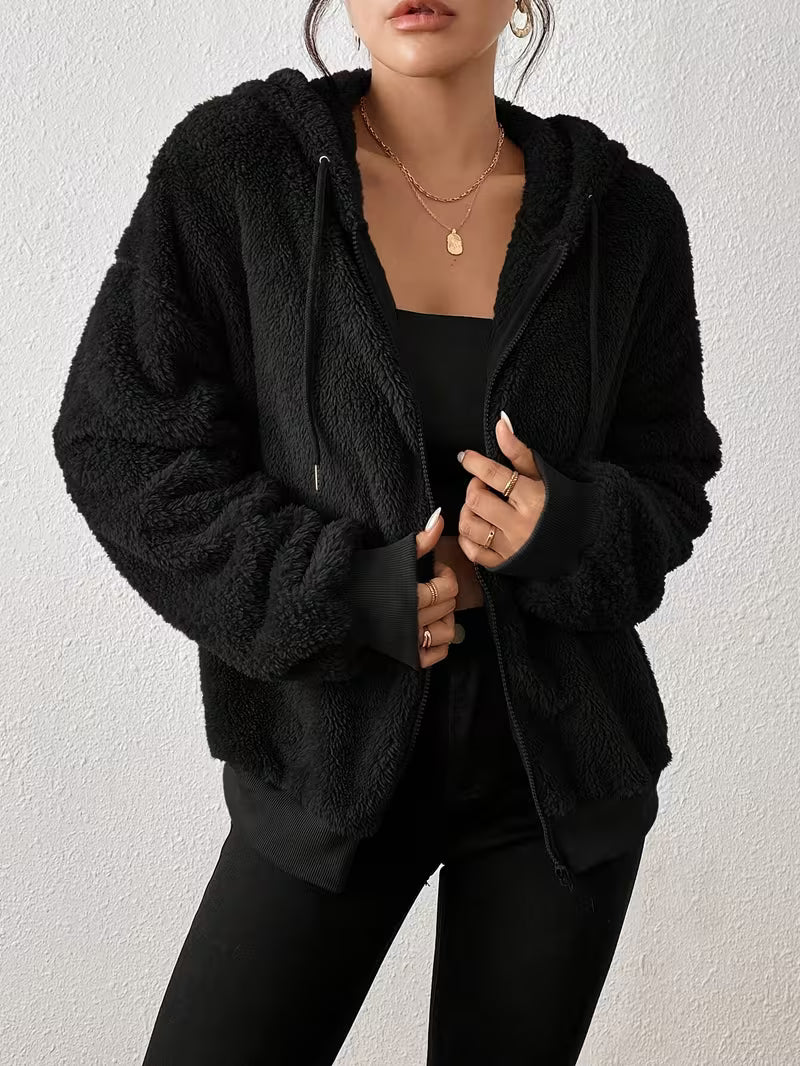 Keriana - Chaqueta Informal Con Capucha, Cálida Y Peluda
