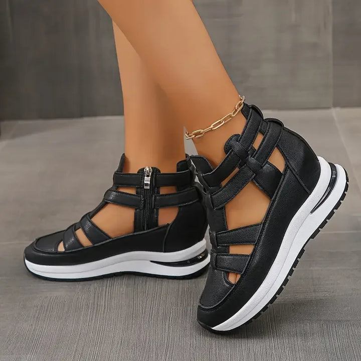 Souad - Sandalias De Cuña Elegantes Ligeras Con Cremallera Lateral