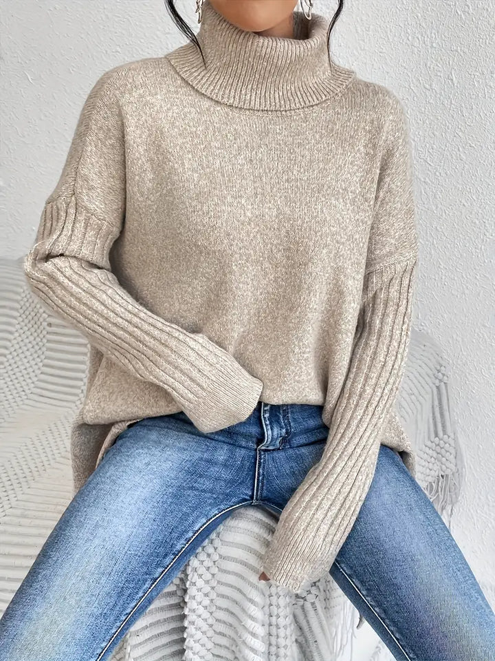 Laora - Jersey Informal De Manga Larga y Cuello Alto