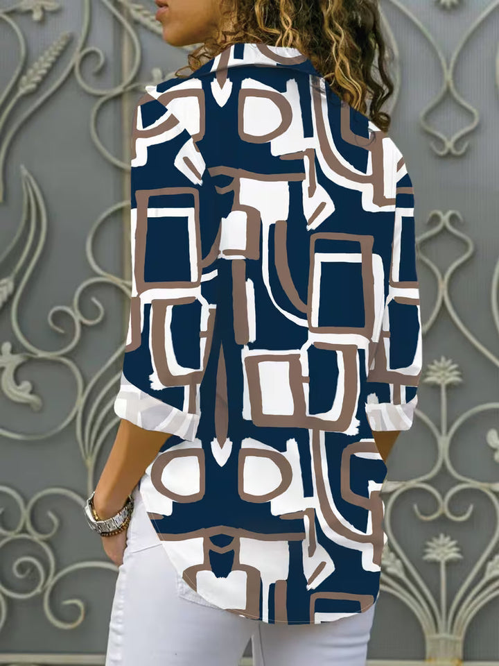 Fizana - Camisa Informal De Gasa Con Estampado Geométrico
