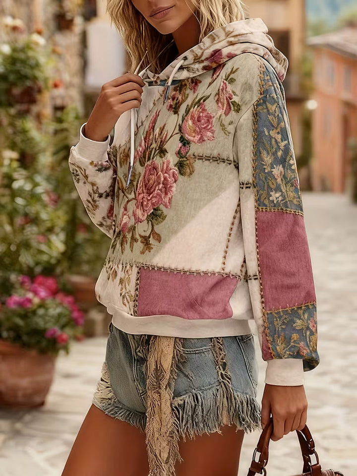 Norella - Sudadera Con Capucha De Manga Larga Y Diseño Floral De Patchwork