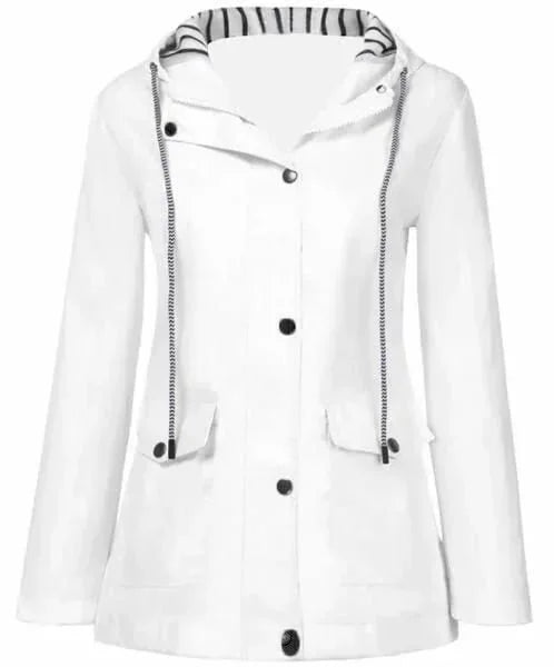 Ilektra - Elegante Manga Larga Impermeable Capuchado Chaqueta