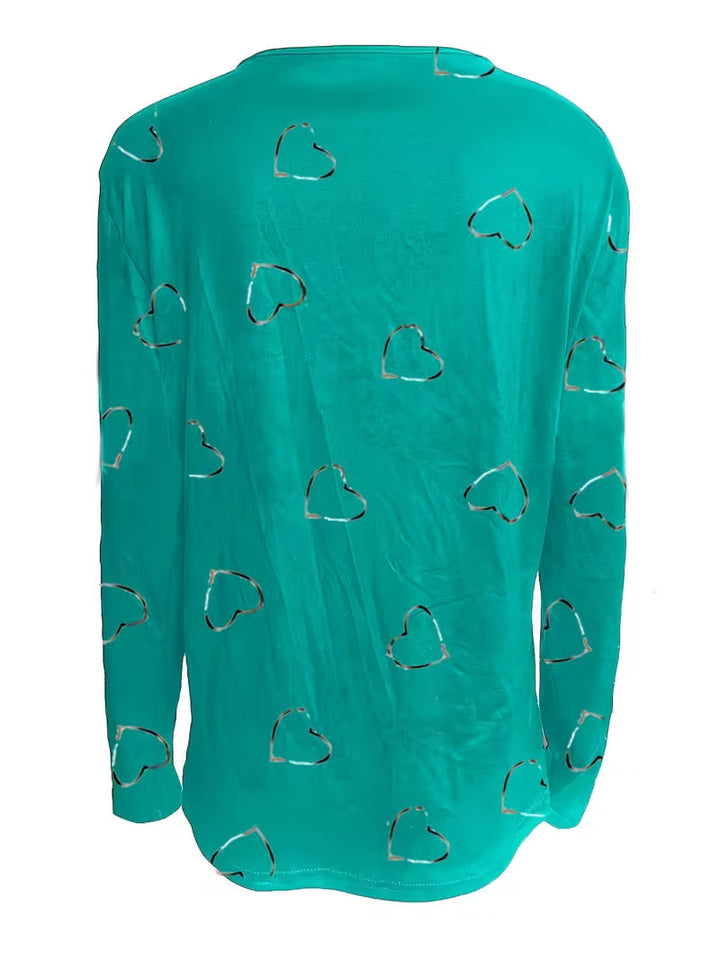 Romisha - Camiseta Con Estampado De Corazones y Cremallera