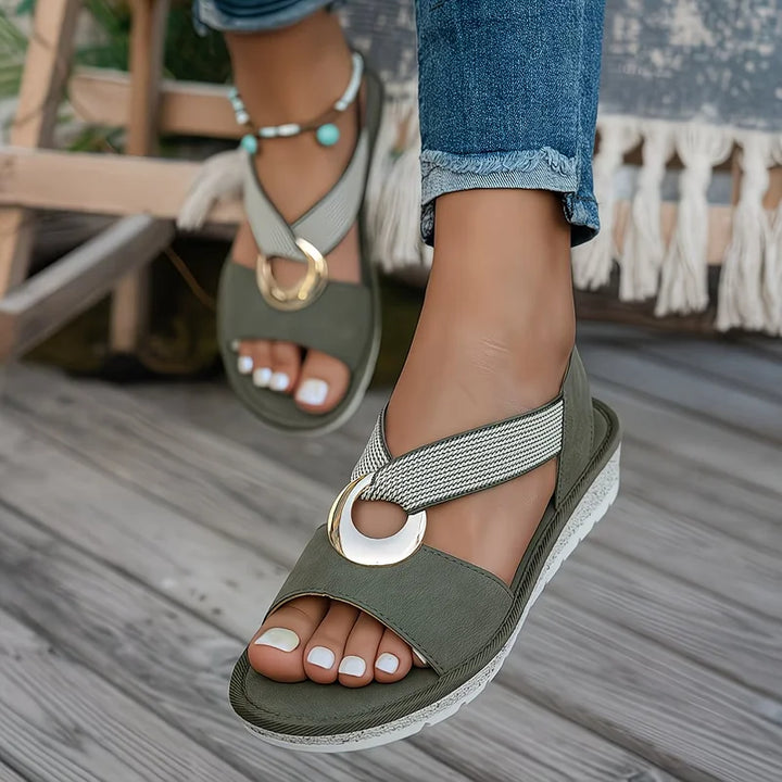 Marlenia - Sandalias Planas Con Hebilla Metálica