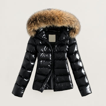 Eustolia - Chaqueta Acolchada Impermeable Con Capucha de Piel