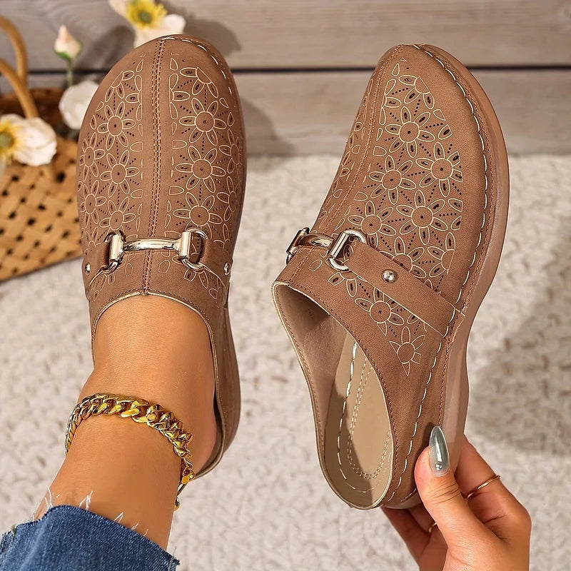 Hailen - Mules Tipo Mocasín Sin Cordones Con Estampado Floral Informal