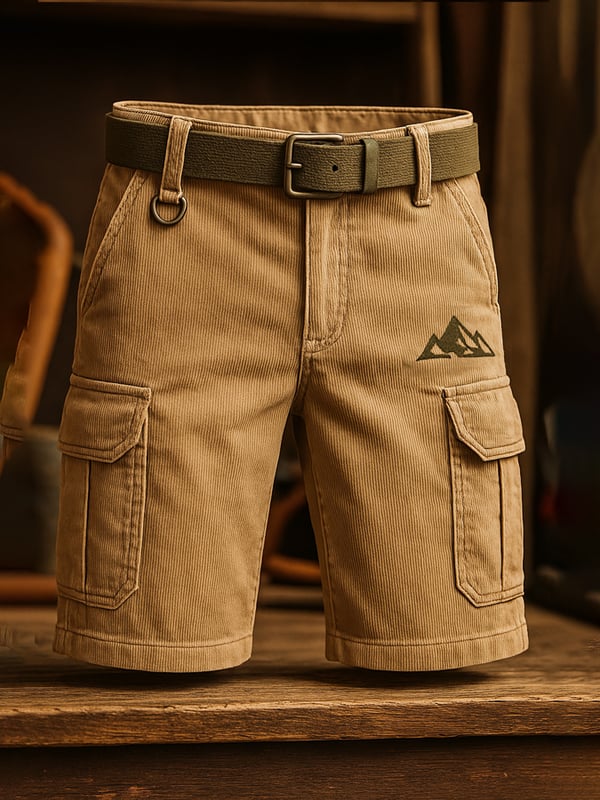 Pantalones Cortos Multifuncionales De Trabajo Clásicos De Pana Retro Para Hombre