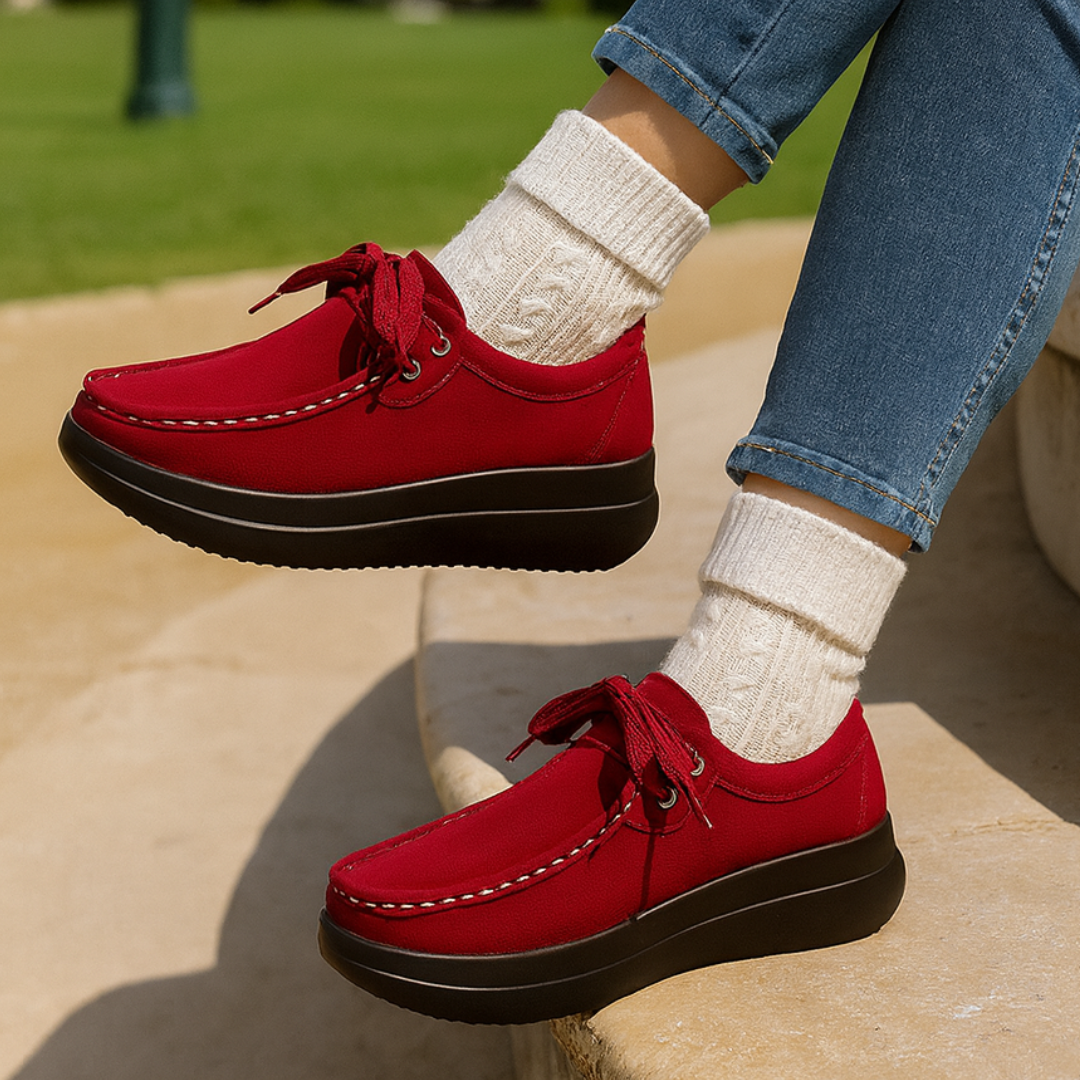 Tonja - Zapatos De Ante Con Cordones y Suela Antideslizante