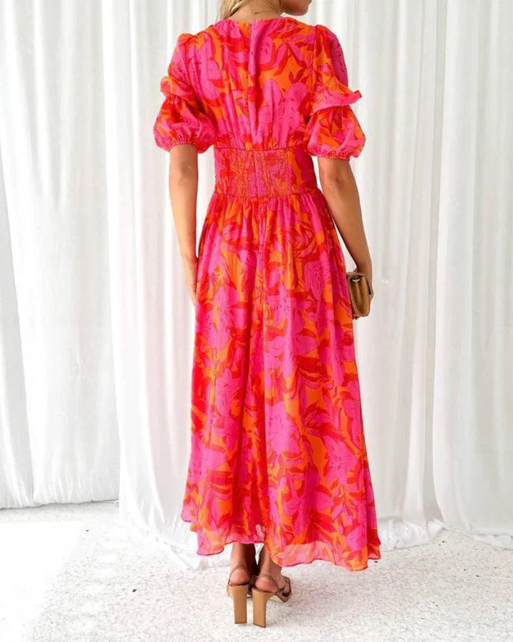 Derana - Vestido Largo Rojo y Rosa